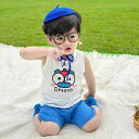 ベビー服 男の子 夏物 上下セット 薄手 軽量 袖なしTシャツ 半ズボン 綿100% 通気性 快適 普段着 部屋着 龍柄 赤ちゃん 乳幼児 幼児 1歳 2歳 3歳