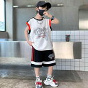 上下セット 男の子 子供 小中学生 夏物 袖なしのシャツ 薄手 軽量 通気性 普段使いにぴったりの 流行の街着スタイル 普段着 黒 白