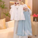 セットアップ キッズ 女の子 ノースリーブトップス ゆったりパンツ ガウチョパンツ 2点セット 薄手 夏服 カジュアル かわいい 普段使い