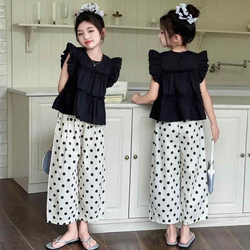 子供服 女の子 水玉 ゆったりパンツ 2点組 夏 おしゃれ 流行