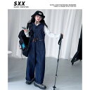 サロペット 女の子 春夏 韓国風 袖なし ゆったり ワイドパンツ ロングパンツ カジュアル 着痩せ スタイルアップ オールインワン 普段使い