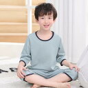 パジャマ キッズ 男の子 春夏 無地 接触冷感 薄手 七分袖 ルームウェア セット ポリエステル 部屋着 寝間着 快適 ゆったり 汗を吸ってすぐ乾く カジュアル 普段使い
