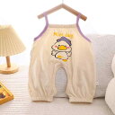 赤ちゃん用つなぎ服 新生児 男女兼用 綿 薄手 軽量 股開き おしゃれな 春夏 可愛い 袖なし 肩紐付き 動物柄