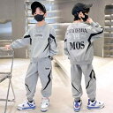 セットアップ 子供 男の子 男児 春秋 薄手 薄地 軽量 長袖 スウェット トレーナー プルオーバー パンツ ズボン 上下揃い 2点組 綿 伸縮性 カジュアル 運動 運動着 通学 普段使い 部屋着 無地
