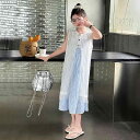 上下セット 女の子 子供 夏 ゆったり リゾート 夏の旅行にぴったりの装い 重ね着 キャミワンピース ロングスカート 袖なし 通気性 涼しい 普段使い 柔らかな肌触り カジュアル おしゃれ 2点セット