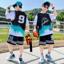 スポーツウェア 男の子 半袖 セットアップ ジュニア バスケットボールウェア 夏物 上下セット 爽やか おしゃれ 薄手 ポリエステル 速乾性 運動着 黒 青 赤