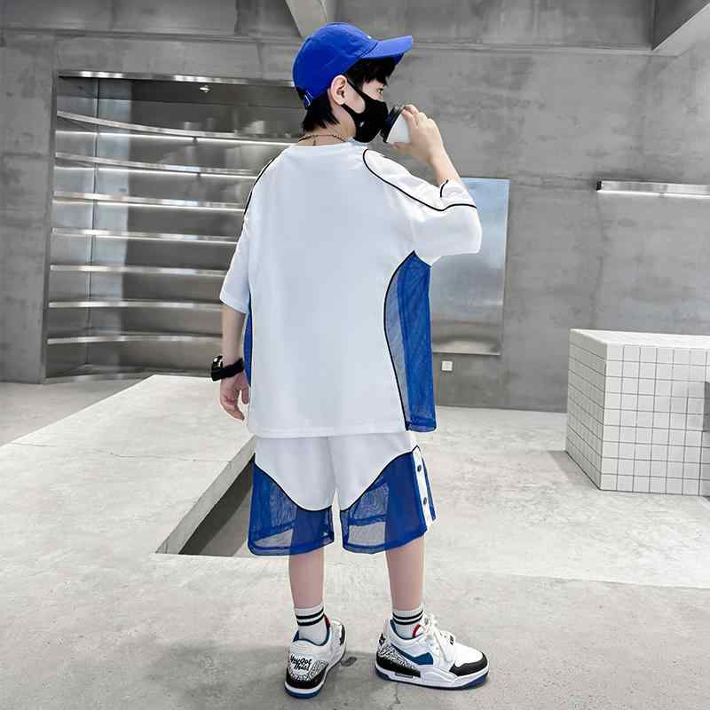 サッカーウェア 男の子 ジュニア 子供 春夏 半袖 接触冷感 吸湿速乾 ゆったり 薄手 ポリエステル スポーツウェア 上下セット 運動着 ホワイト