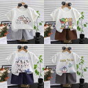 上下セット 赤ちゃん 子供 男の子 女の子 半袖 Tシャツ 半ズボン 可愛い絵柄 かわいい 流行のデザイン 日常使い 普段着 薄手 接触冷感 丸首 綿混 春夏