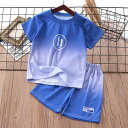 男の子 子供 Tシャツ 半ズボン 上下セット 韓国風 グラデーション 夏物 薄手 速乾 通気性 ポリエステル素材 普段使い おしゃれ