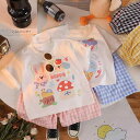子供 上下組 赤ちゃん 男の子 女の子 半袖 Tシャツ 半ズボン 上下セット キャラクター 綿 ポリエステル 格子柄 気軽な 普段着 部屋着 春夏 薄手 通気性 おしゃれ