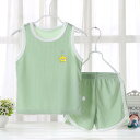 子供服 上下セット キッズ ベビー 男女兼用 春夏 接触冷感 速乾 ノースリーブ タンクトップ ショートパンツ 薄手 部屋着 パジャマ 今どきのカジュアル