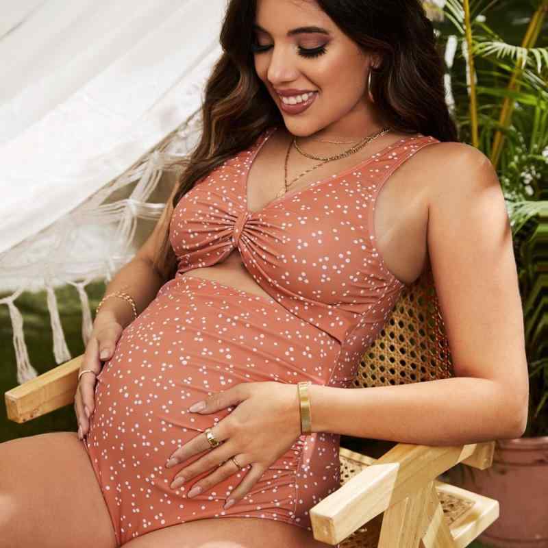 水着 レディース 妊婦 マタニティ ワンピース 体型カバー スカートタイプ 小花柄 ゆったり パッド付き ノンワイヤー ビーチ 温泉 リゾート プール