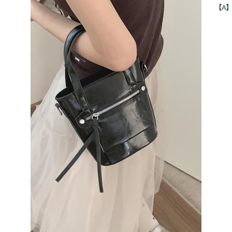 レディース バッグ 普段使い ハンドバッグキャリー レッド トレンディ 韓国 バケット シンプル 多 クロ..
