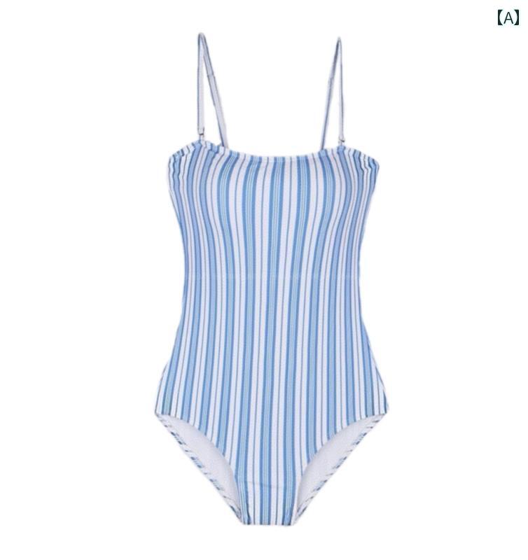 水着 女性用 ワンピース 縦縞柄 横縞柄 カップ付き ワイヤーなし かわいい 女の子らしい 温泉 リゾート ビーチ プール 春夏