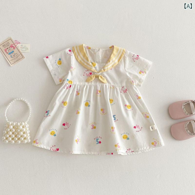 ベビー服 かわいい ネイビー 女児 夏 ドレス 夏 幼児 スタイリッシュ 半袖 薄手 涼しい 涼しい 女の子 1歳
