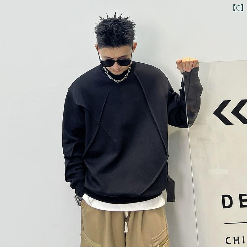 メンズ トップス スウェット Tシャツ カジュアル ファッション おしゃれ 秋冬 綿 シンプル 厚手 シャツ トレンディ 個性 大きめサイズ ジャケット