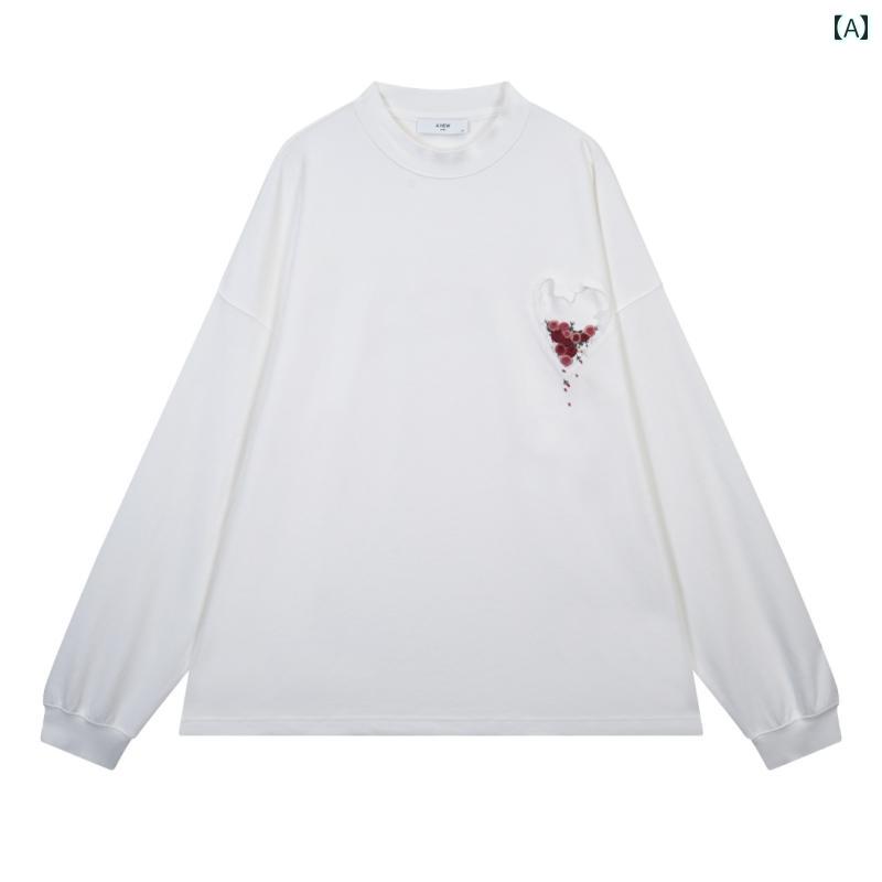 メンズ トップス カジュアル ファッション おしゃれ おしゃれ 楽しい 穴 刺繍 Tシャツ 長袖 秋 トレン..