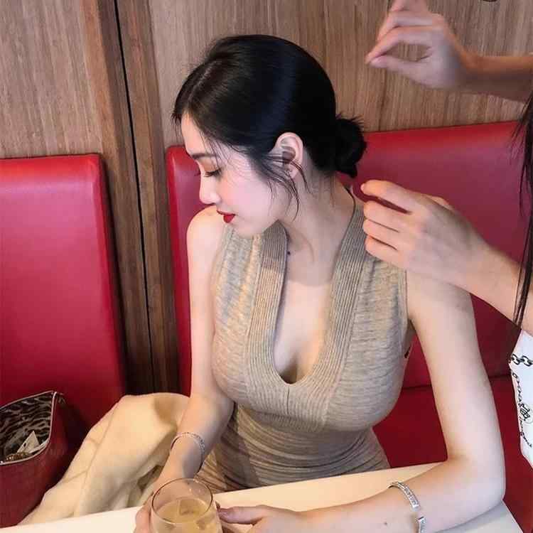 ワンピース レディース ドレス ノースリーブ ニット Vネック ミニ丈 ショート丈 パーティー フォーマル..