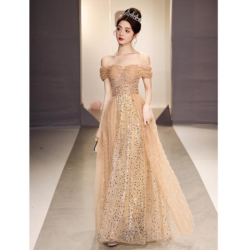 ドレス レディース オフショルダー イブニングドレス 晩餐会 パーティー フォーマルドレス 成人式 結婚式 二次会 披露宴 演奏会 発表会 優雅 エレガント 上品 床まで届くロング丈