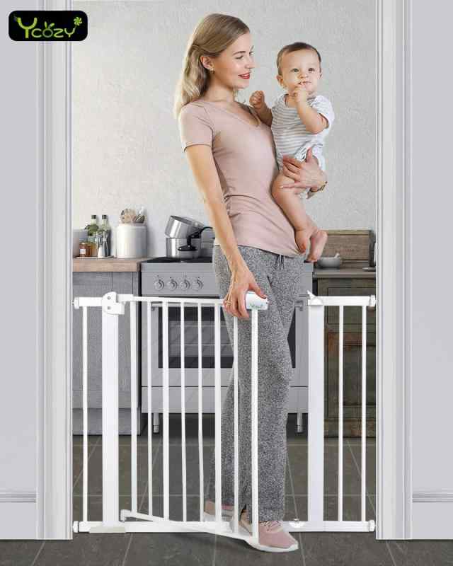 Ycozy BabySafe ベビーゲート 階段 安全ゲート 子供 ペットゲート 犬/猫 オートクローズ 赤ちゃんゲート ベビーフェンス 突っ張り式 ベビーガード 柵 高さ77cm