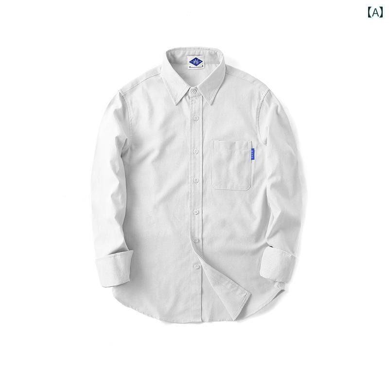 メンズ トップス カジュアル ファッション おしゃれ トレンド ビジネス シャツ オックスフォード シャツ カジュアル 長袖 無地 シンプル 韓国