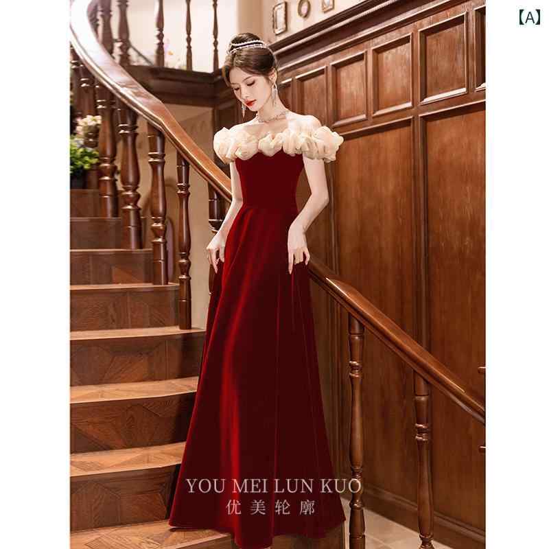 パーティードレス レディース オフショルダー 半袖 婚礼用 結婚式 披露宴 二次会 婚約 夜会用 フォーマ..