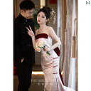 ドレス レディース 結婚式 ウェディング 新婦 花嫁 フォーマル モダンな中華風 モダン レトロ 高級感 エレガント 披露宴 婚約パーティー 二次会 宴会 マーメイドライン ビスチェ ノースリーブ ピンク ポリエステル 刺繍 秋冬