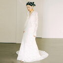 ウェディングドレス 長袖 レース マーメイドライン 軽やか フレンチ 高級感 背中開き ブライダル 結婚式 二次会 パーティー ロング ホワイト 秋冬