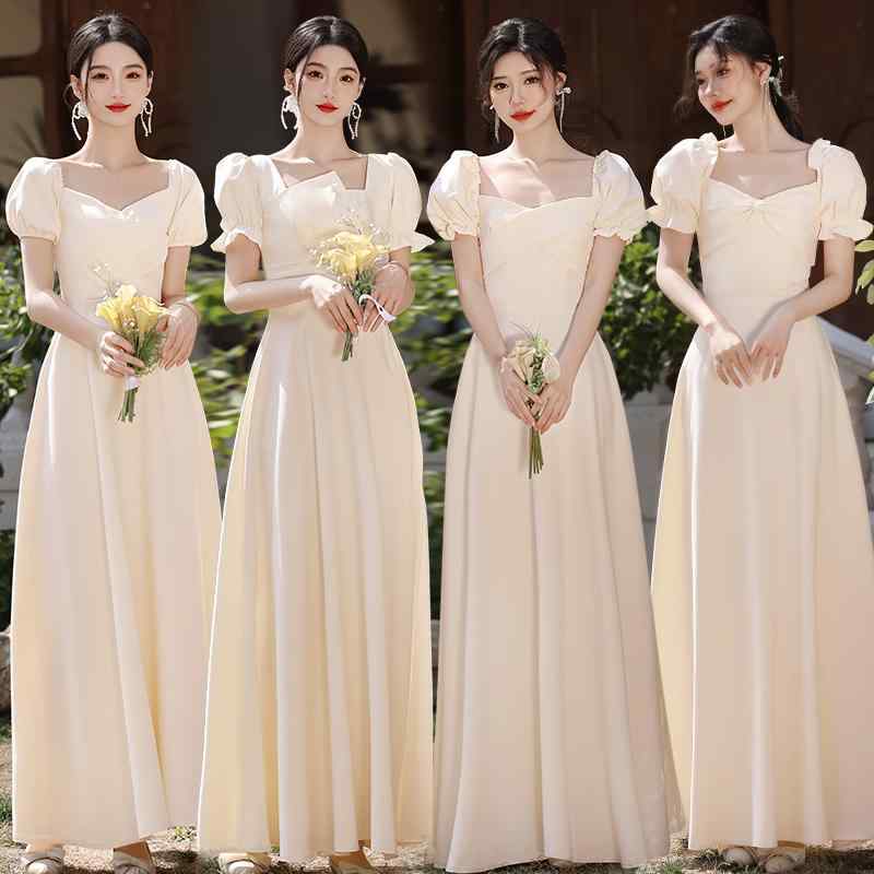 ・スタイル: 韓国風・デザイン要素: リボン・ドレスシルエット: Aライン・ドレス丈: ロング・襟元: スクエアネック・ウエストタイプ: ミドルウエスト・素材構成: その他100%・対象年齢: 18～25歳・着用シーン: 結婚式、デート、パーティー、宴会、成人式、舞台・サイズ展開: XS、S、M、L、XL、2XL