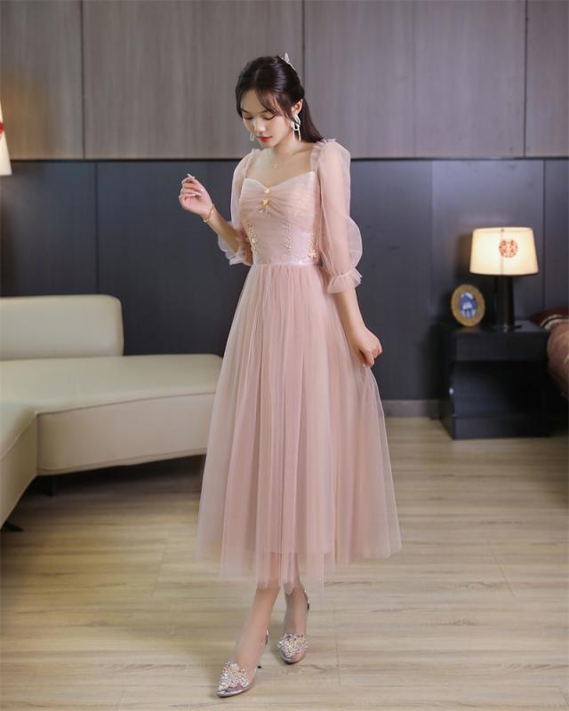 パーティードレス レディース 大きいサイズ ロング丈 Aライン オフショルダー 七分袖 フレアスリーブ ハイウエスト 体型カバー 着痩せ 結婚式 披露宴 二次会 お呼ばれ フォーマル セレモニー 演奏会 発表会 刺繍 くすんだピンク