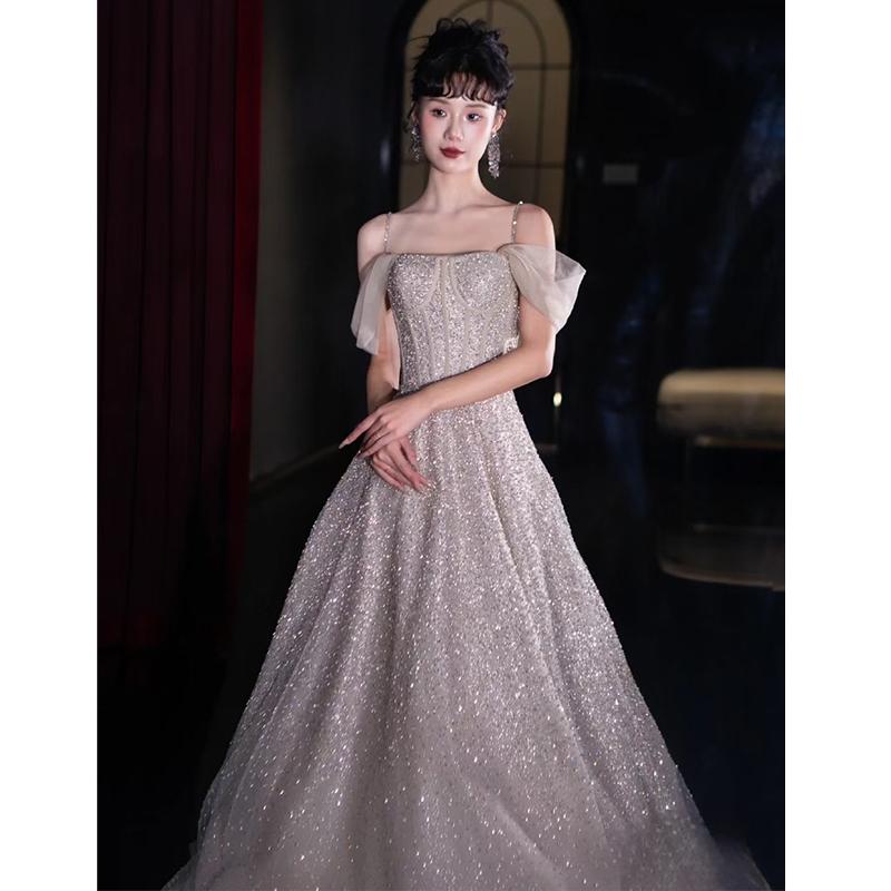 ドレス レディース イブニングドレス ロング丈 高級感 エレガント パーティードレス ワンピース スパンコール ビーズ 結婚式 二次会 お呼ばれ 発表会 謝恩会 成人式 演奏会 フォーマル 司会者 秋冬