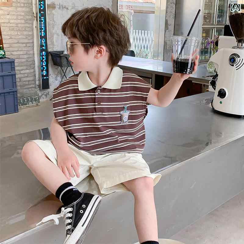セットアップ 男の子 おしゃれ カジュアル 夏 ボーイズ ストライプ ノースリーブベスト 2点 セット