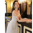 パーティードレス レディース ロング丈 高級感 軽やか 個性的 フレンチ 上品 チュール 透け感のある 半袖 白 卒業式 謝恩会 発表会 結婚式 二次会 宴会 正装 秋