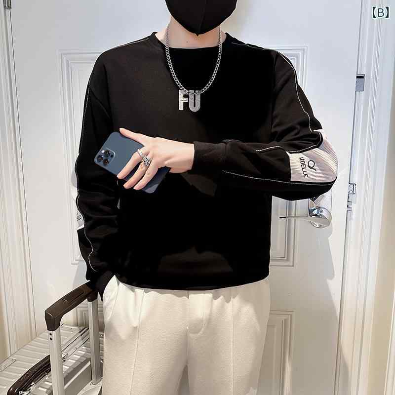 メンズ トップス カジュアル ファッション おしゃれ 春秋 長袖 ファッション 快適 ボトム イン トレンディ カジュアル