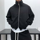 ジャケット メンズ レディース兼 スタンドカラー ダブルジップ ショート丈 ブルゾン 軽量 涼しいアウター 軽アウター 羽織り シンプル 風 ゆったり カジュア...