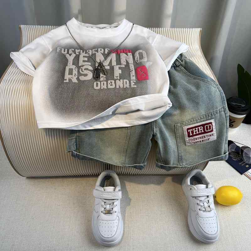 キッズ 男の子 夏服 半袖Tシャツ ショートパンツ セットアップ 2点セット ストリート クール おしゃれ ..