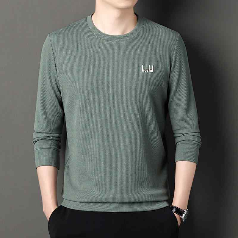 Tシャツ メンズ 男性用 長袖 クルーネック プルオーバー ゆったり ルーズシルエット 中年男性 カジュアル 普段使い ビジネスカジュアル インナー カットソー トップス 春秋 レッド ブラック グレー オリーブグリーン ベージュ