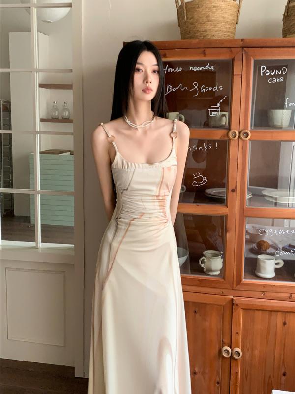 ワンピース レディース フレンチテイスト エレガント アート 油絵風 花柄プリント チュール キャミソー..