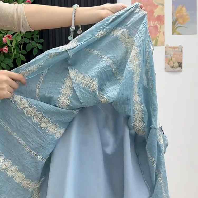 ノースリーブ トップス レディース 韓国 スイート レース 切り替え ビーズ 刺繍 夏 リゾート ビーチ ゆったり アシンメトリー 裾フレア Vネック ポリエステル