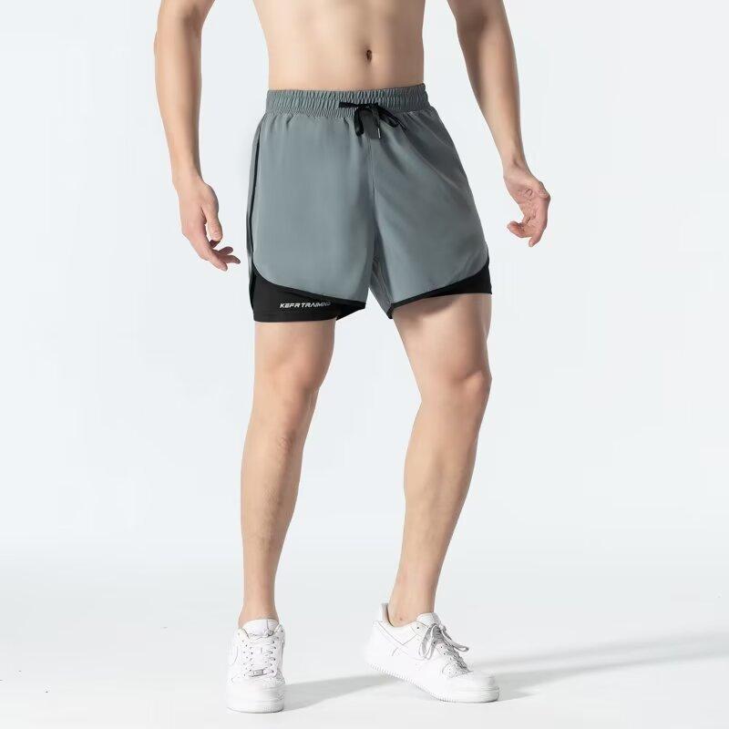 ショートパンツ メンズ インナー付き フェイクレイヤード 薄手 軽量 通気性 速乾 接触冷感 伸縮性 スポーツ ランニング トレーニング ジム フィットネス カジュアル 普段使い 夏用