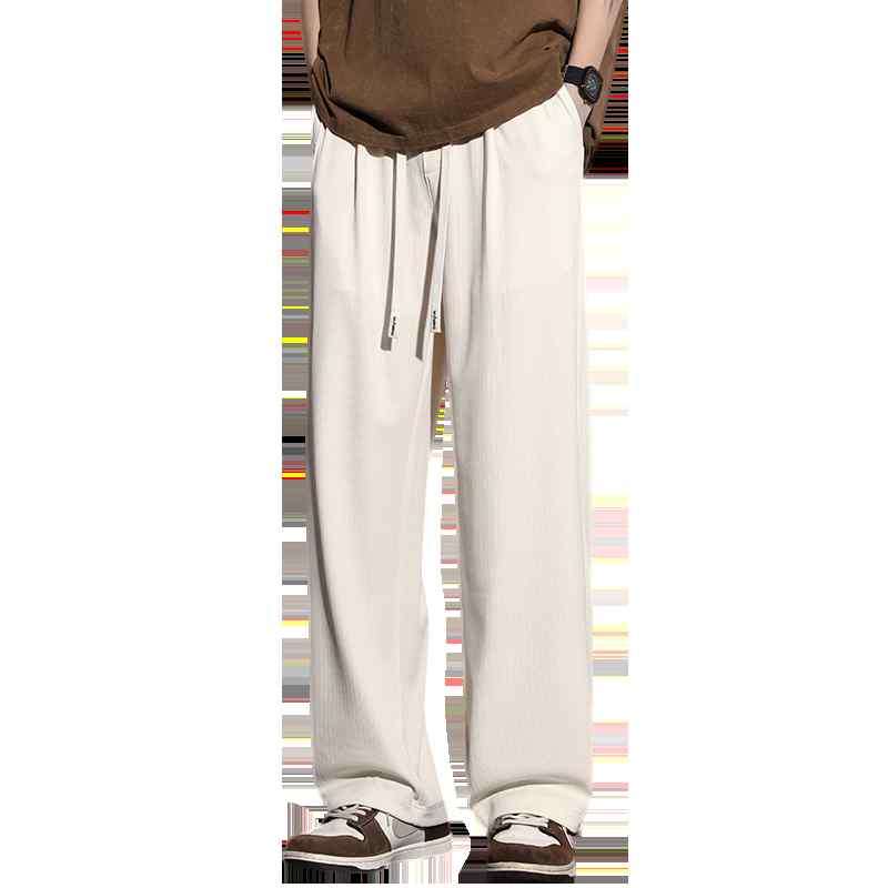 パンツ メンズ 接触冷感 速乾 薄手 ポリエステル 伸縮性 ゆったり ワイドストレート ドレープ感 ミドル..