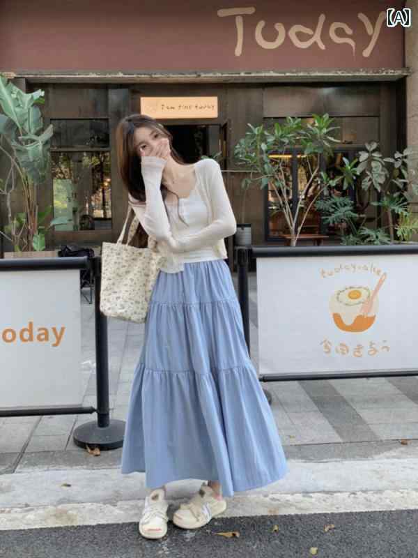 レディース スカート カジュアル おしゃれ ファッション 韓国 シンプル 無地 秋 ケーキ スリム ハイウ..