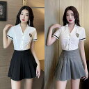 ユニフォーム レディース 春夏 サービス業 フットケア エステ マッサージ サウナ セラピスト 制服 魅惑的 シャツ プリーツスカート 上下セット スパンデックス素材