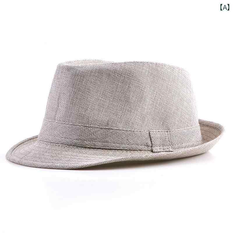 帽子 メンズ レディース カップル ストローハット 春夏 中折れハット 英国 リネン サンシェード ジャズ..