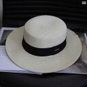 麦わら帽子 メンズ レディース ストローハット 春夏 フラット トップ 日よけ ハット 英国 レトロ ジャズ ベージュ キャメル ホワイト