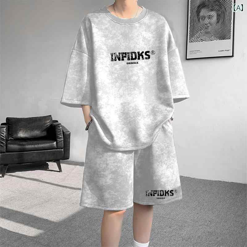 Tシャツ ショートパンツ セット ティーン ジュニア 半袖 五分丈 絞り染め アメリカンスタイル ゆったり カジュアル スポーツ 普段使い 部屋着 ポリエステル 春夏