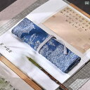 書道 筆入れ ペン カーテン ロール 中国風 レトロ デニム ジャカード 大容量 ブラシ ポータブル 多 絵画 学生 スケッチ 文具 バッグ