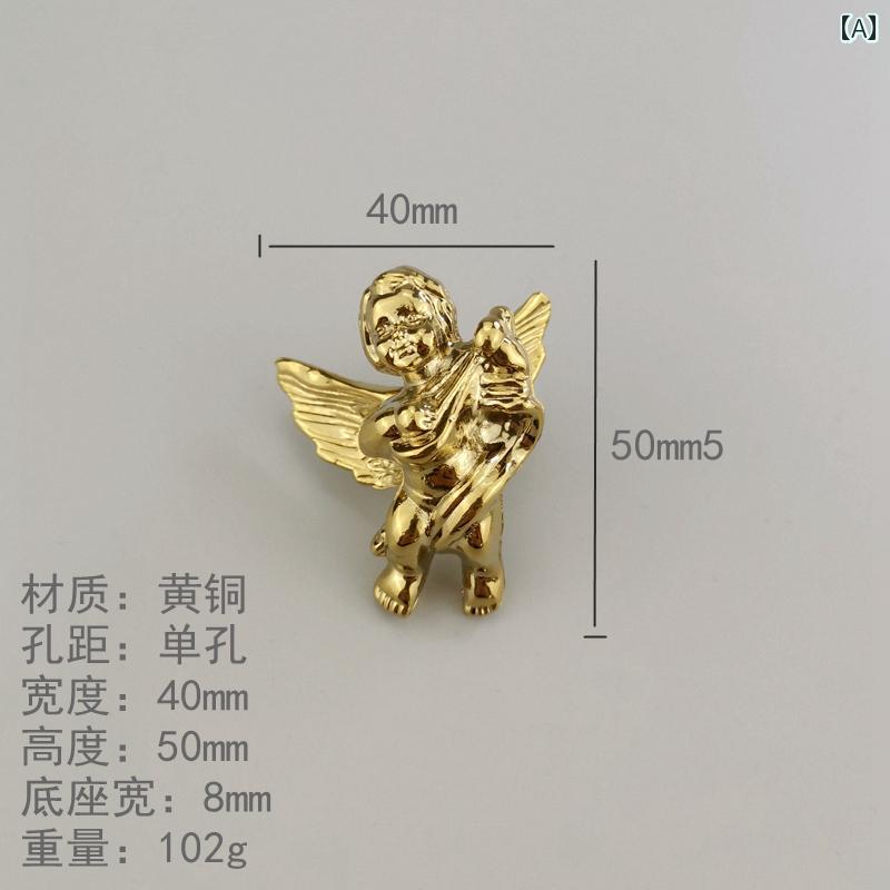 取っ手 扉 引き出し おしゃれ ハンドル 収納 インテリア DIY 家具 ブロンズ キャスター 真鍮 リトルエンジェル 北欧 レトロ ワードローブ ドア 金 メッキ