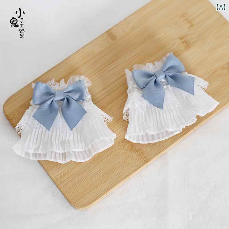 ロリータ ヘッドドレス ヘアバンド カチューシャ クマ 耳 マカロン レース アクセサリー ブルー ピンク..