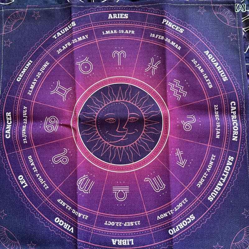 タロットクロス 星座 テーブル デスク カバー 神秘 ミステリアス 占い 占星術 おしゃれ 綿麻 シェニール 年輪 生命の木